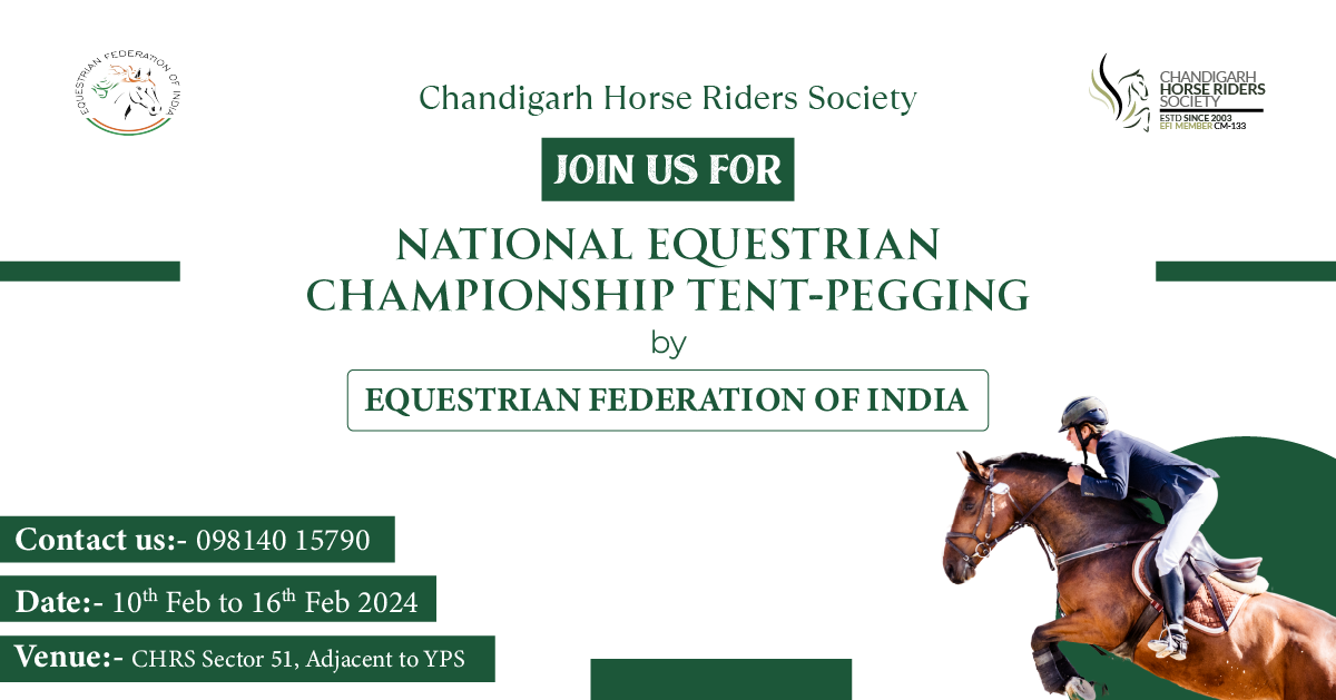 The Chandigarh Horse Riders Society hosted the National Equestrian Championship in Tent Pegging, organized by the Equestrian Federation of India.